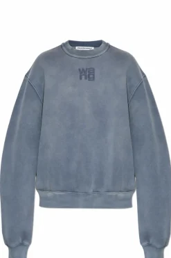 T by Alexander Wang NIEBIESKI Bluza z nadrukowanym logo