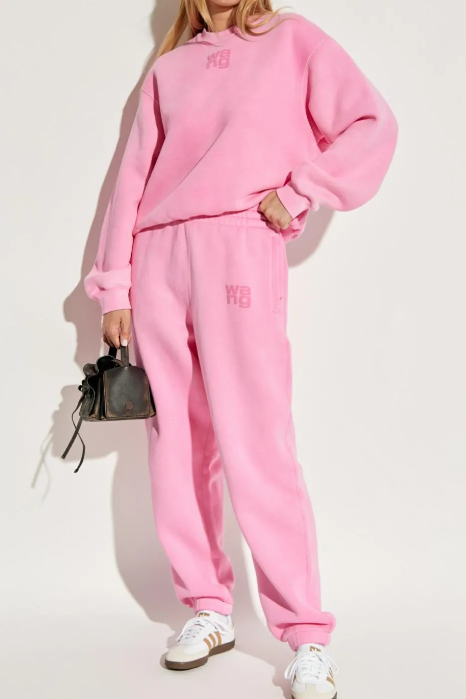T by Alexander Wang RÓŻOWY Bluza z nadrukowanym logo