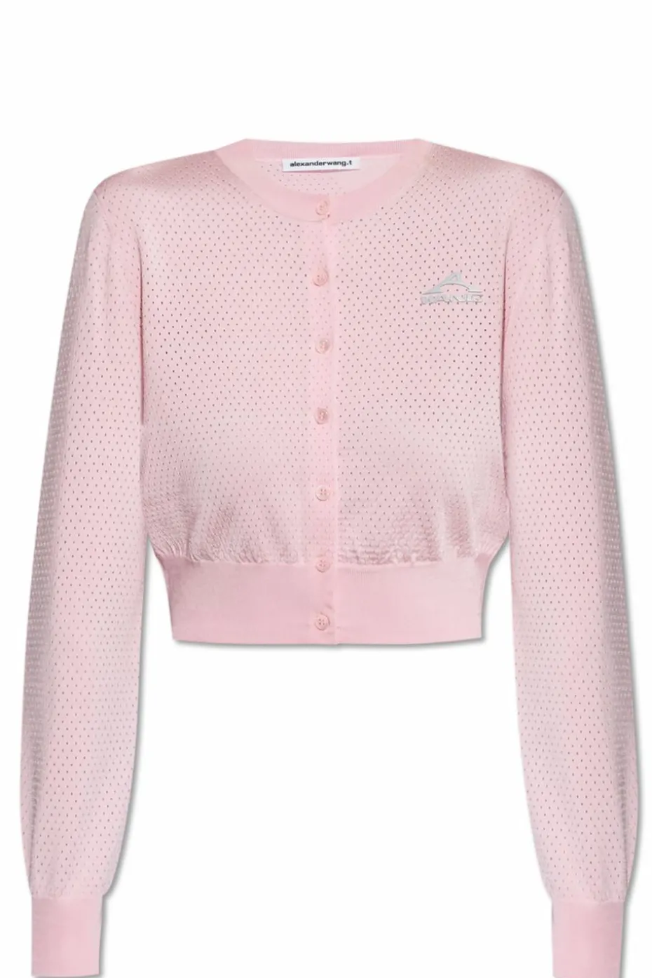 T by Alexander Wang RÓŻOWY Kardigan z nadrukowanym logo