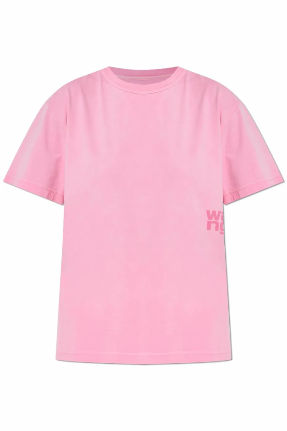 T by Alexander Wang RÓŻOWY T-shirt z nadrukowanym logo