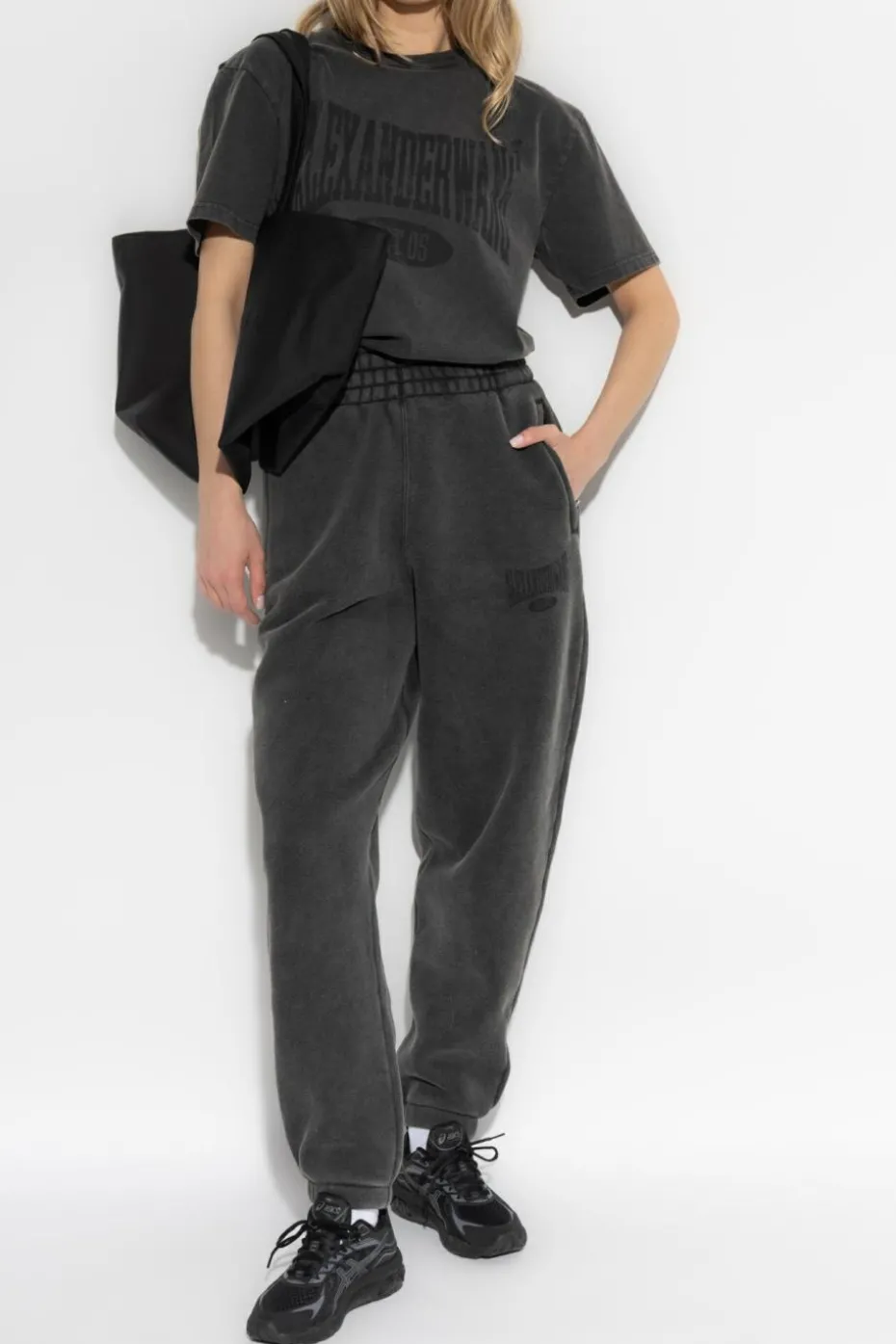 T by Alexander Wang SZARY T-shirt o luźnym kroju