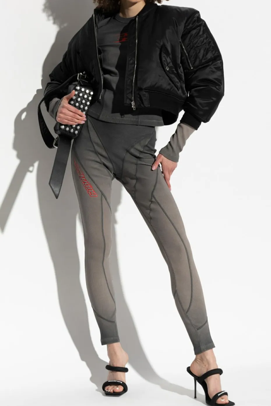 T by Alexander Wang SZARY Leginsy z logo