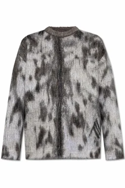 The Attico SZARY Sweter z moherowym wykończeniem