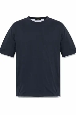 Theory GRANATOWY T-shirt z okrągłym dekoltem
