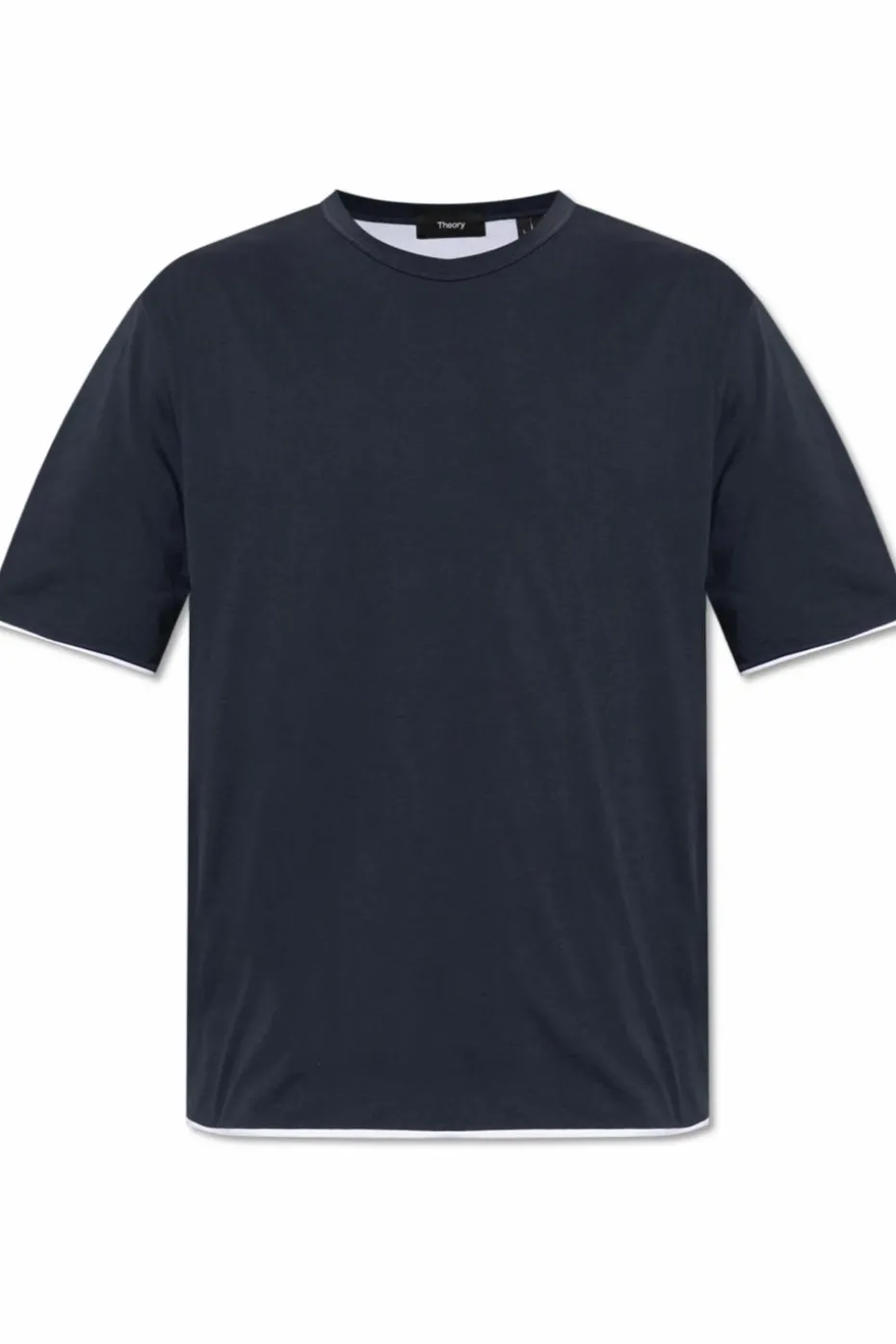 Theory GRANATOWY T-shirt z okrągłym dekoltem