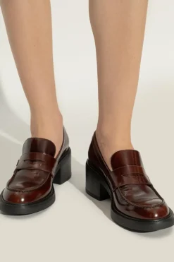 Tod’s BRĄZOWY Buty typu ‘loafers’ na obcasie