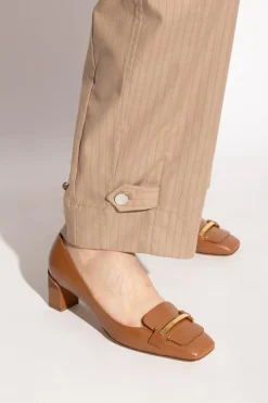 Tod’s BRĄZOWY Skórzane buty na obcasie