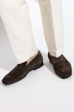 Tod’s BRĄZOWY Zamszowe buty typu `loafers`