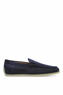 Tod’s GRANATOWY Zamszowe buty typu `loafers`