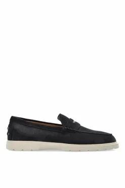 Tod’s GRANATOWY Zamszowe buty typu `loafers`