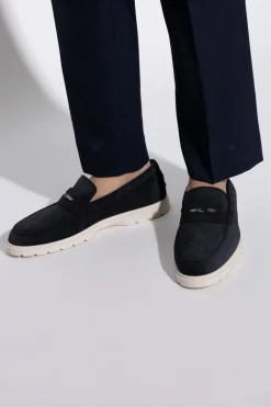 Tod’s GRANATOWY Zamszowe buty typu `loafers`