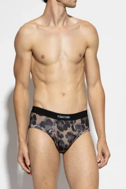 Tom Ford beżowy Slipy z logo