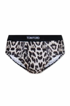 Tom Ford beżowy Slipy z motywem zwierzęcym