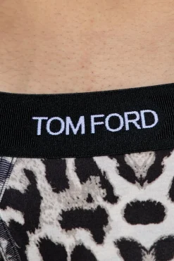 Tom Ford beżowy Slipy z motywem zwierzęcym