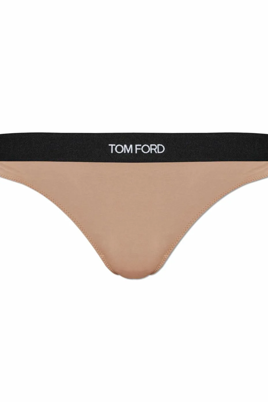 Tom Ford beżowy Stringi z logo