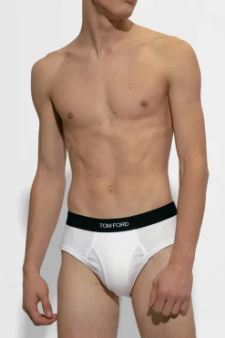 Tom Ford BIAŁY Slipy z logo