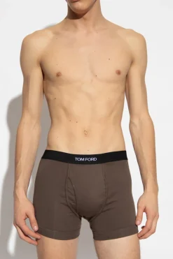 Tom Ford BRĄZOWY Bokserki z logo
