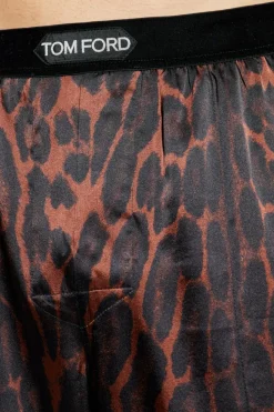 Tom Ford BRĄZOWY Jedwabne spodnie bieliźniane