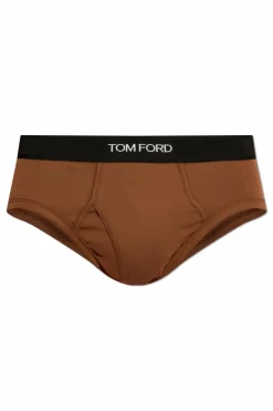 Tom Ford BRĄZOWY Slipy z logo