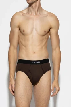 Tom Ford BRĄZOWY Slipy z logo