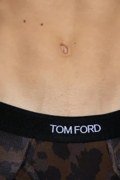Tom Ford BRĄZOWY Slipy z motywem zwierzęcym