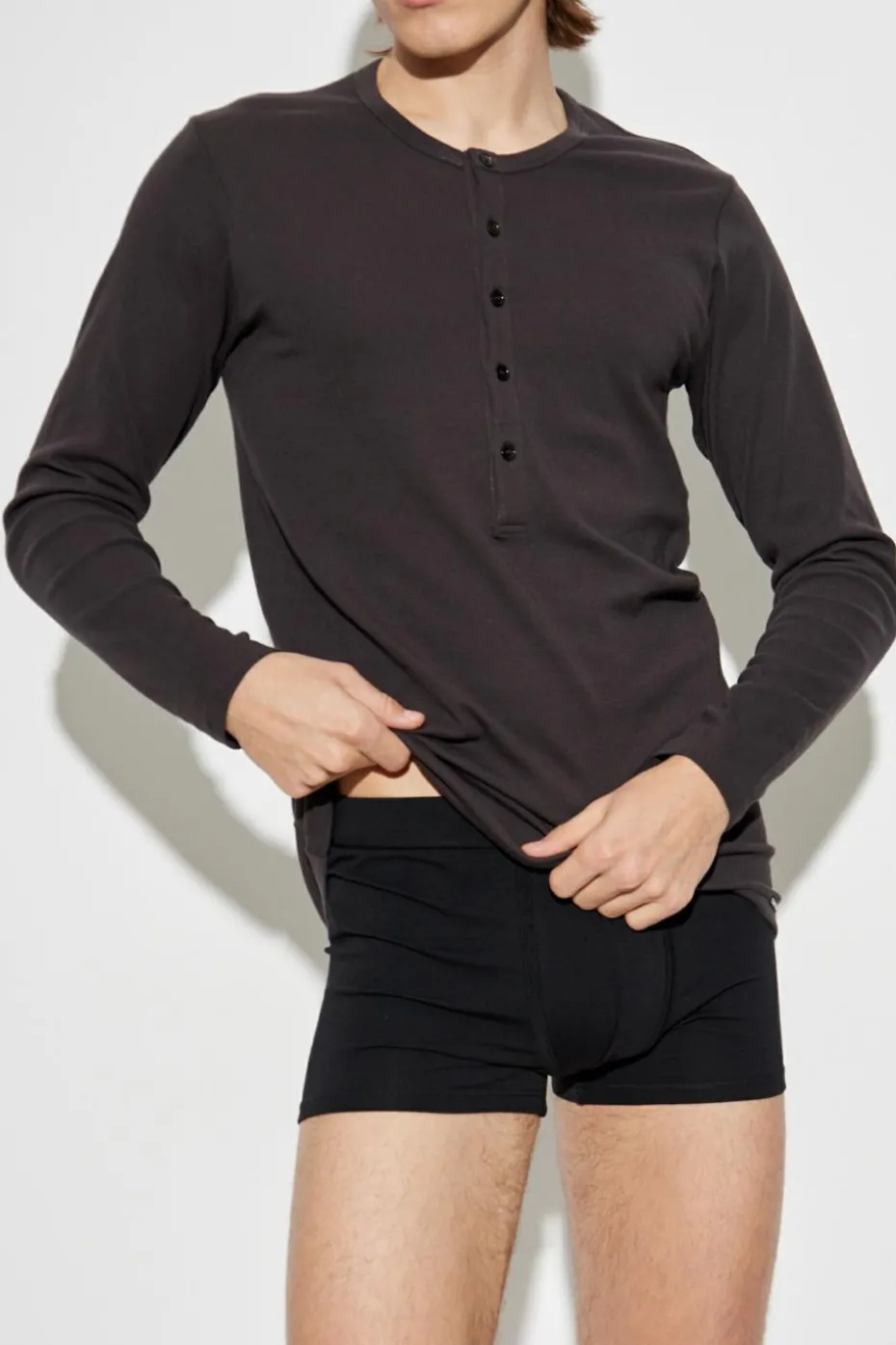 Tom Ford BRĄZOWY T-shirt z długim rękawem