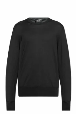 Tom Ford CZARNY Bawełniany sweter z okrągłym dekoltem
