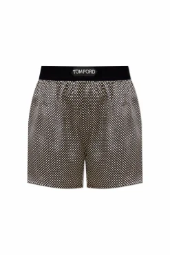 Tom Ford CZARNY Jedwabne szorty ze wzorem w kropki