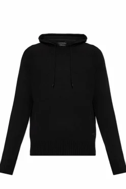 Tom Ford CZARNY Kaszmirowy sweter z kapturem