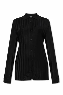 Tom Ford CZARNY Koszula ze wzorem w pasy
