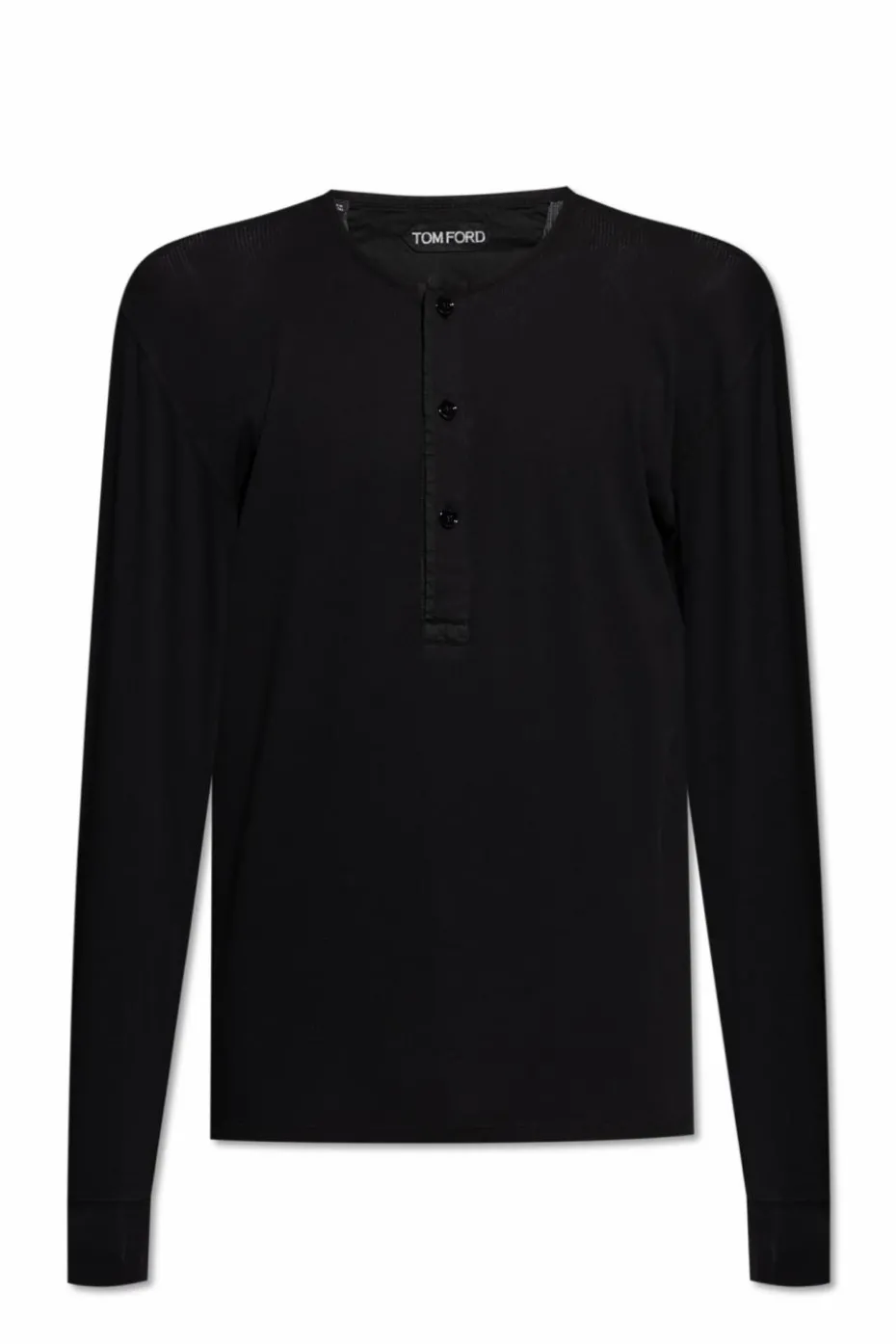 Tom Ford CZARNY Prążkowany t-shirt z długimi rękawami