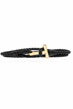 Tom Ford CZARNY Skórzana bransoleta
