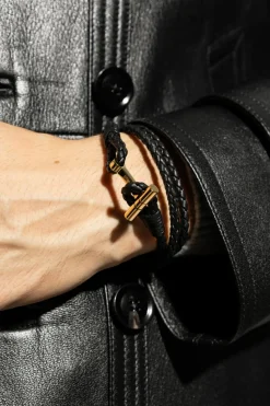 Tom Ford CZARNY Skórzana bransoleta