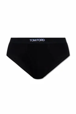 Tom Ford CZARNY Slipy z logo