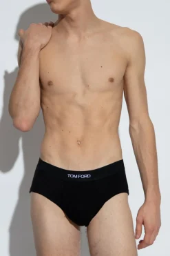 Tom Ford CZARNY Slipy z logo