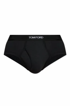 Tom Ford CZARNY Slipy z logo