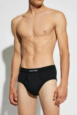 Tom Ford CZARNY Slipy z logo