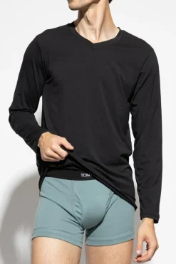 Tom Ford CZARNY T-shirt z długim rękawem