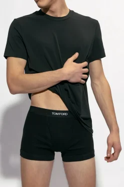 Tom Ford CZARNY T-shirt z logo