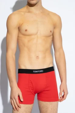 Tom Ford CZERWONY Bawełniane bokserki