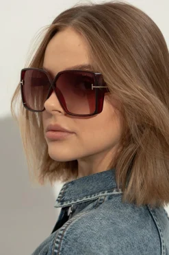 Tom Ford CZERWONY Okulary przeciwsłoneczne
