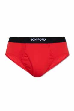 Tom Ford CZERWONY Slipy z logo
