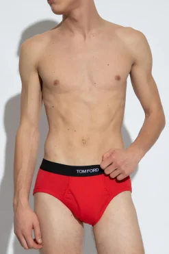 Tom Ford CZERWONY Slipy z logo