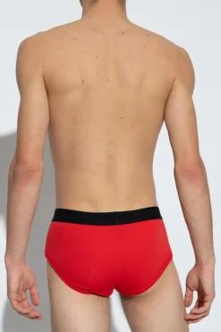 Tom Ford CZERWONY Slipy z logo