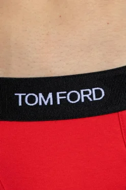 Tom Ford CZERWONY Slipy z logo