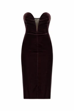 Tom Ford FIOLETOWY Aksamitna sukienka z gorsetem