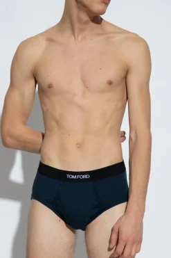 Tom Ford GRANATOWY Slipy z logo