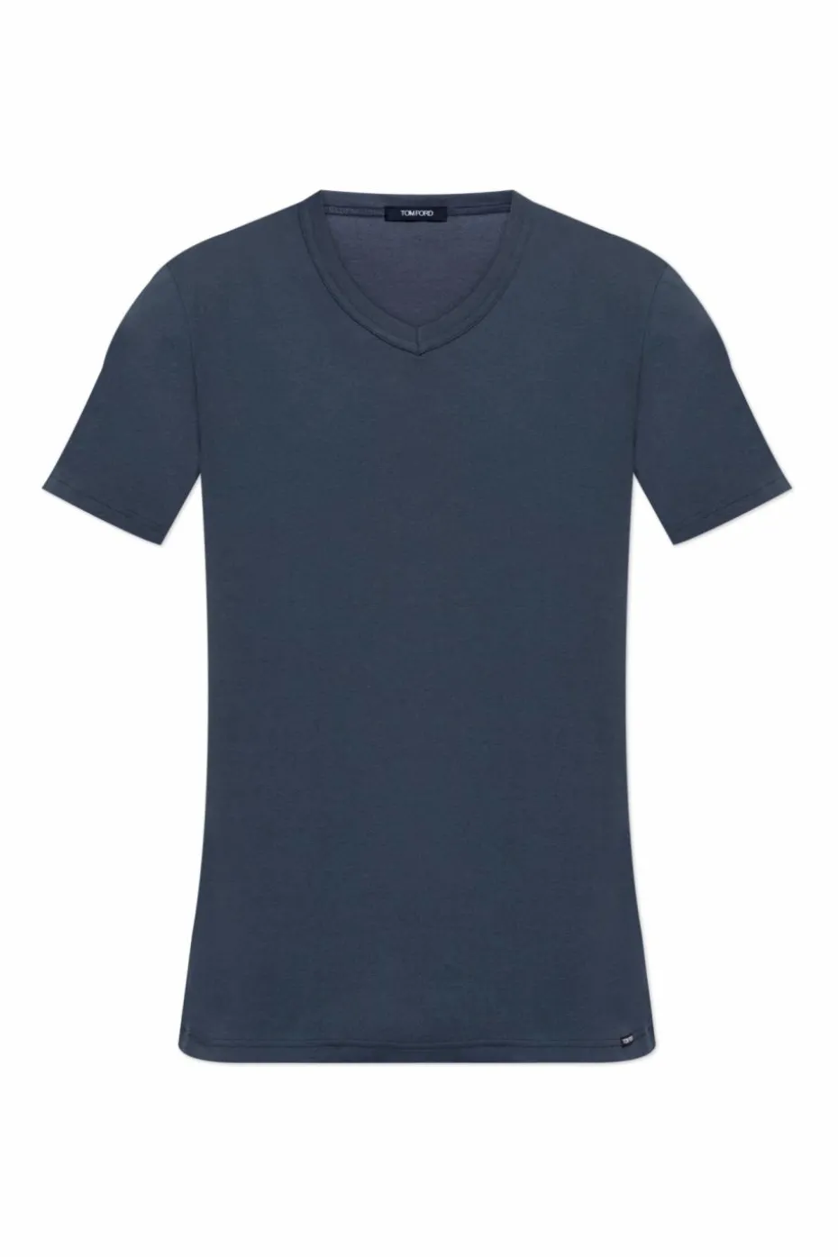 Tom Ford GRANATOWY T-shirt z dekoltem w serek