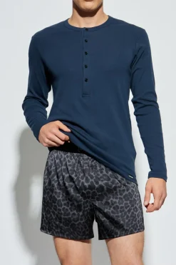Tom Ford GRANATOWY T-shirt bieliźniany z długimi rękawami