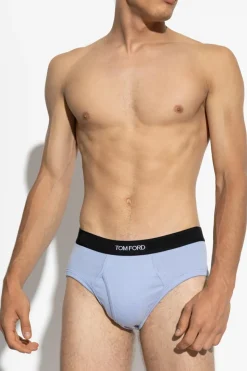 Tom Ford jasnoniebieski Slipy z logo